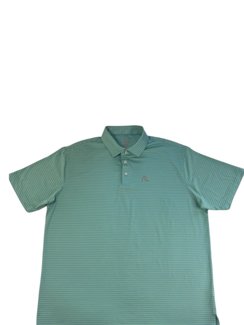 Rhoback Men's Green and Blue Striped Polo Short Sleeve Size XL Golf